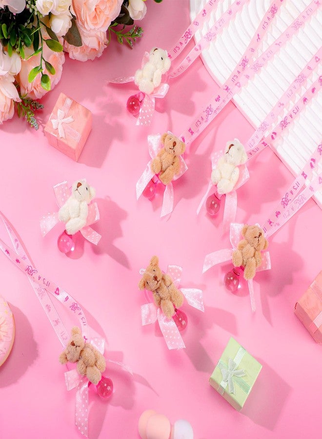 Remuuly 24 Pcs Baby Shower Party Favors Pacifier Necklaces with Plush Bears – Cute Bear Necklace for Guests, Baby Shower Decorations & Game Prizes for Boy or Girl(Pink) - Image 4